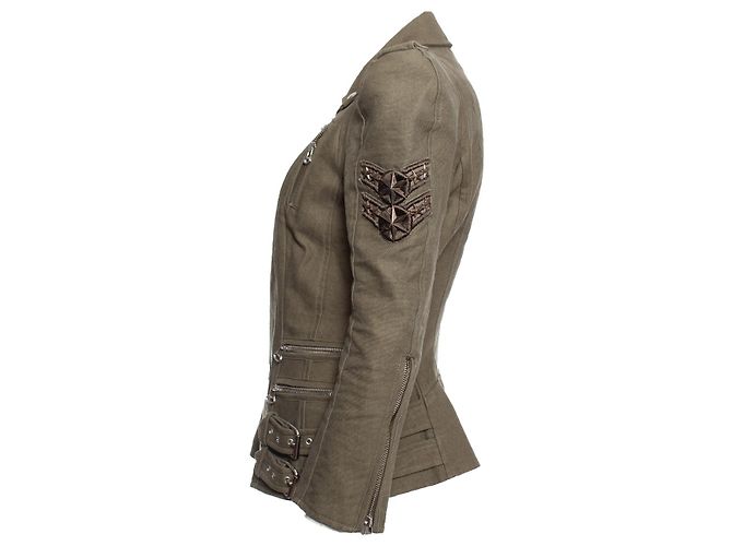 Balmain Balmaın, Armeegrüne Bikerjacke - Ansicht 4