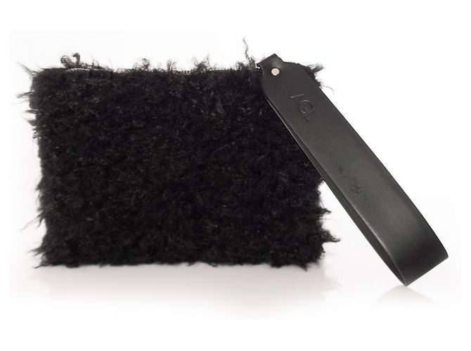 Autre Marque AGL, pochette nera realizzata in pelle di pecora Nero - vista 2
