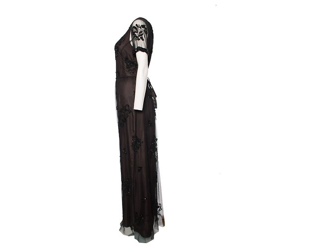 Twin Set Twin-Set, Langes schwarzes Kleid mit Perlen. - Ansicht 2