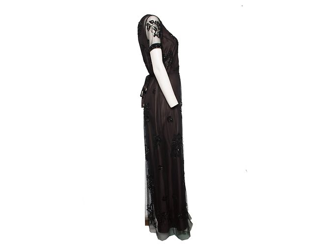 Twin Set Twin-Set, Langes schwarzes Kleid mit Perlen. - Ansicht 4