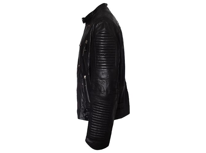 Philipp Plein, Leather zip biker jacket Black - view 3