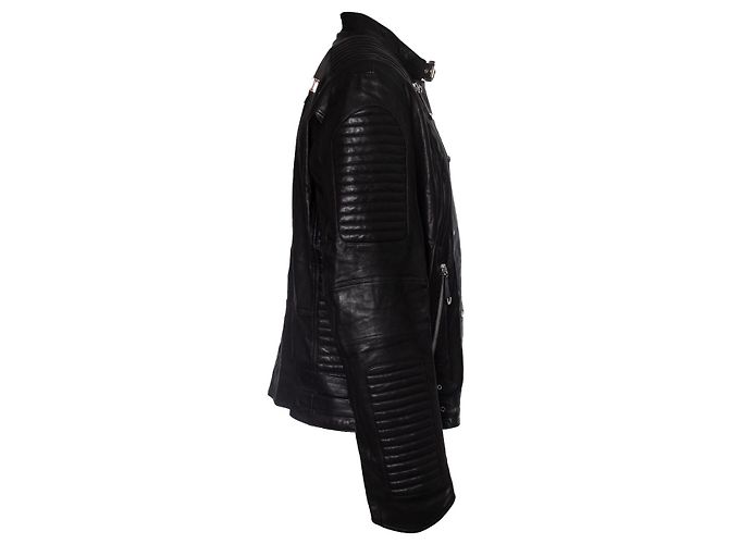 Philipp Plein, Leather zip biker jacket Black - view 4