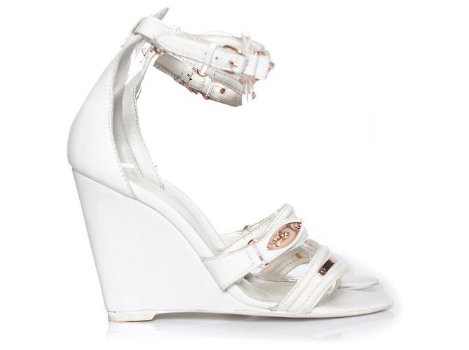 Balenciaga, Zeppe in pelle bianca Bianco - vista 4