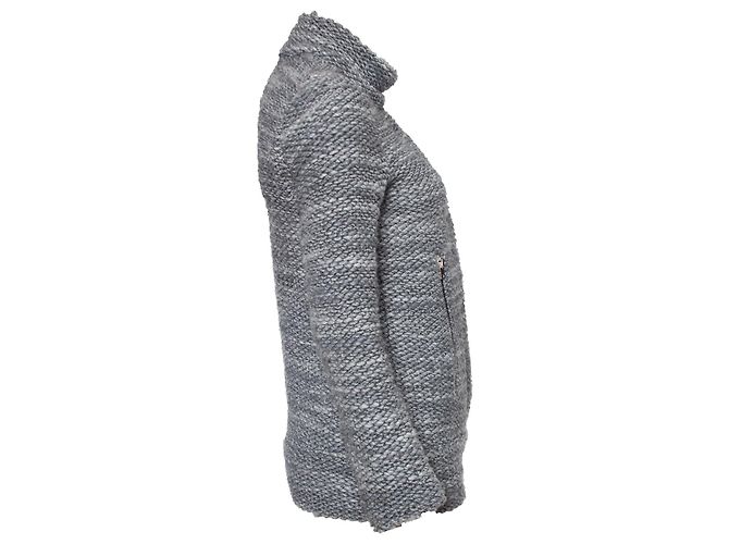 IRO, Gestrickte Woll-Bikerjacke in Grau - Ansicht 4