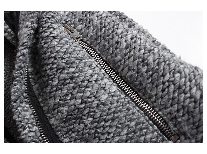 IRO, Gestrickte Woll-Bikerjacke in Grau - Ansicht 5