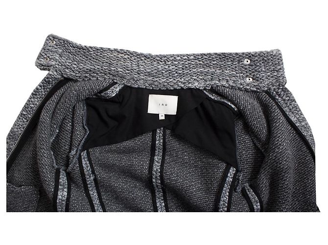 IRO, Gestrickte Woll-Bikerjacke in Grau - Ansicht 9