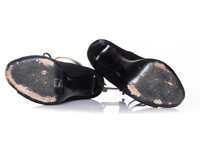 Giuseppe Zanotti x Anja Rubik, Sandalo gladiatore in camoscio nero - vista 7
