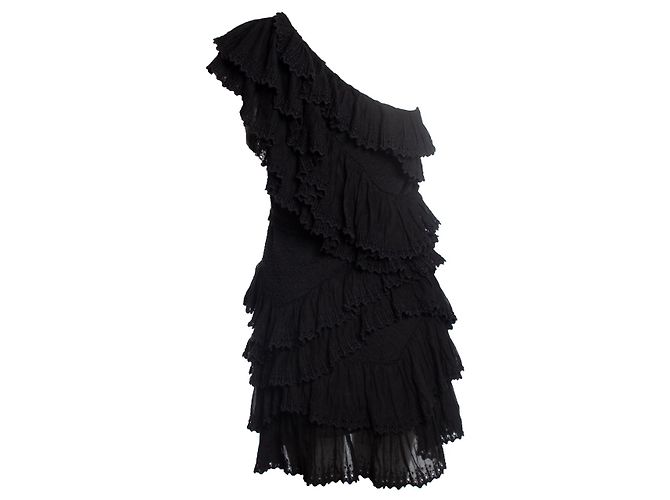 Isabel Marant, Schwarzes One-Shoulder-Rüschenkleid - Ansicht 2