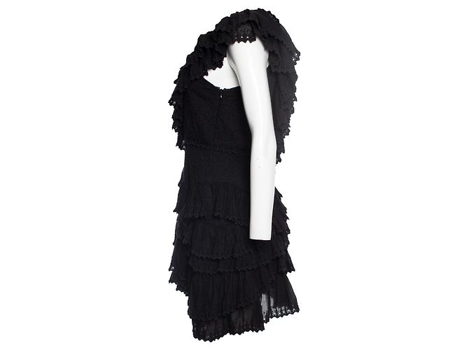Isabel Marant, Schwarzes One-Shoulder-Rüschenkleid - Ansicht 4