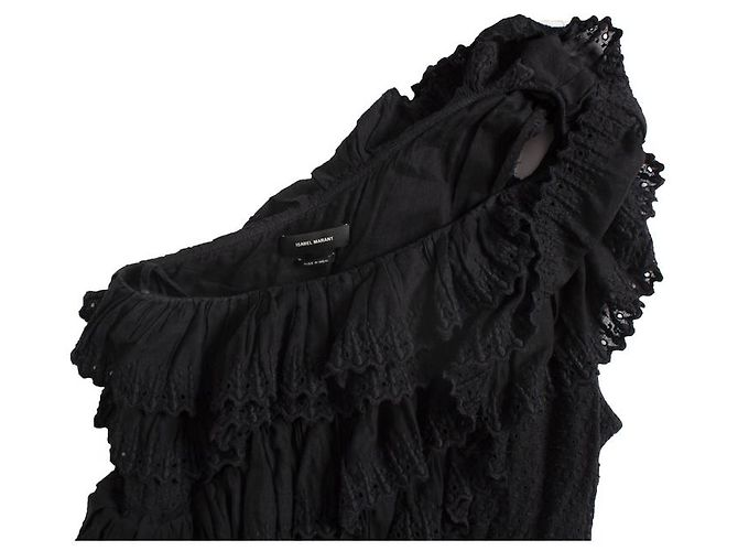 Isabel Marant, Schwarzes One-Shoulder-Rüschenkleid - Ansicht 7