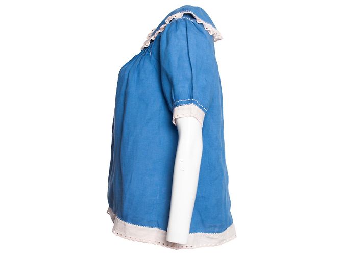 Paul & Joe, Leinenhemd mit Rüschen Blau - Ansicht 4