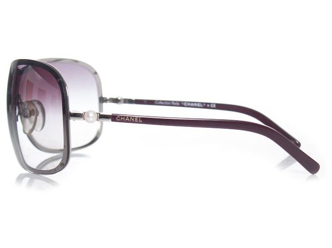 Chanel, Óculos de sol escudo com pérola Vermelho - vista 4