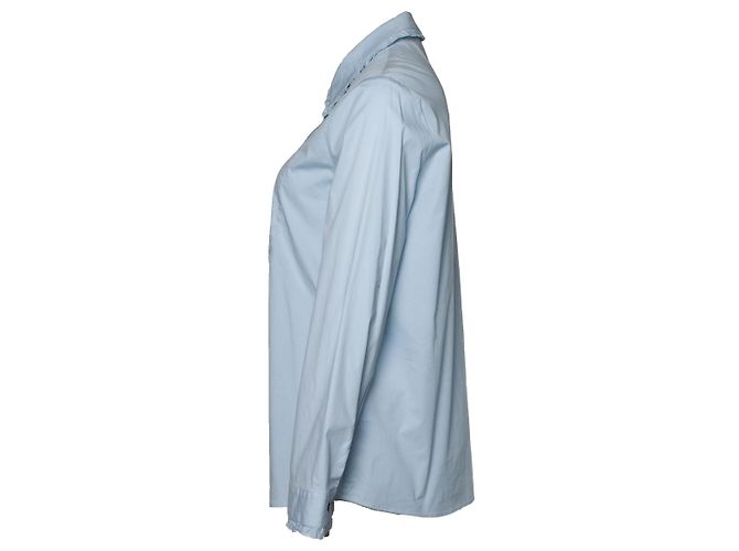 Autre Marque Sorelle Paul e Joe, camicia blu con colletto volant - vista 2