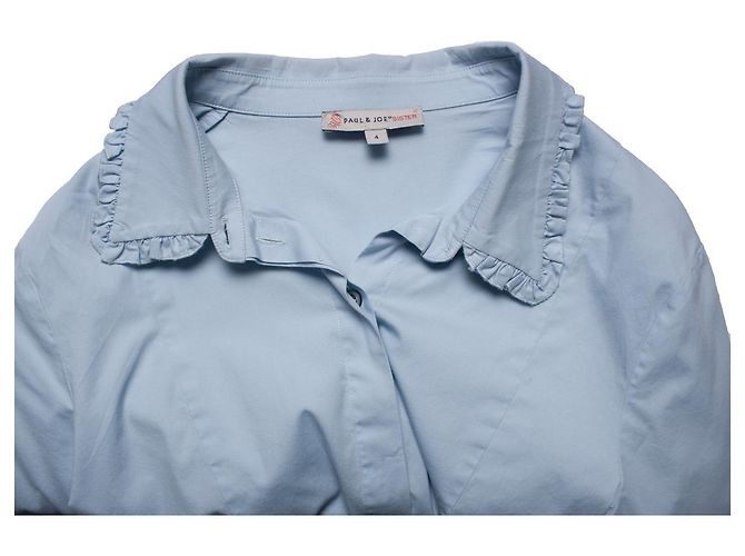Autre Marque Sorelle Paul e Joe, camicia blu con colletto volant - vista 6