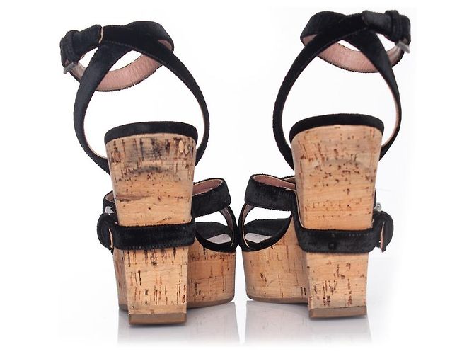Alaïa Alaia, Zeppa in sughero con velluto nero - vista 5