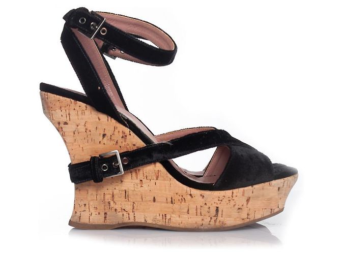 Alaïa Alaia, Zeppa in sughero con velluto nero - vista 6