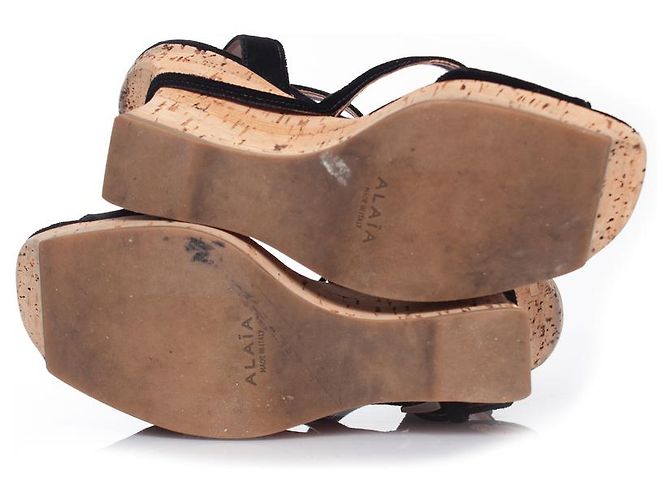 Alaïa Alaia, Zeppa in sughero con velluto nero - vista 7