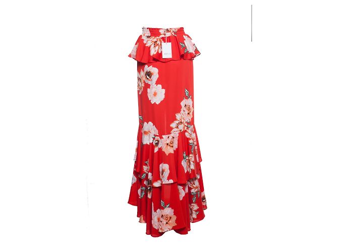 Autre Marque MISA, Falda Lucia con estampado de amapolas. Roja - vista 2