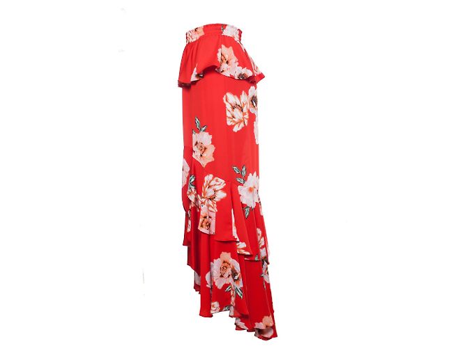 Autre Marque MISA, Falda Lucia con estampado de amapolas. Roja - vista 4