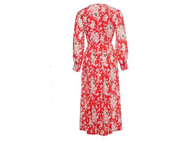 Autre Marque Rixo London, Maxi-Emma-Kleid mit rotem Blumenstrauß. - Ansicht 2