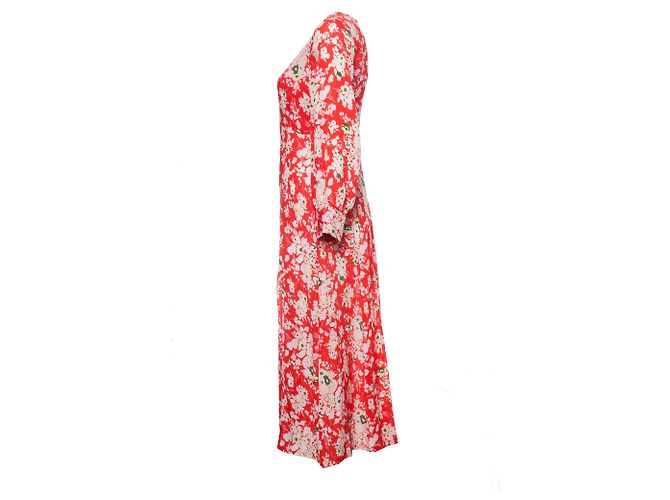 Autre Marque Rixo London, Maxi-Emma-Kleid mit rotem Blumenstrauß. - Ansicht 3