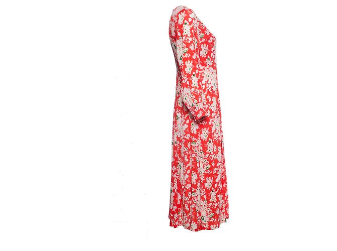 Autre Marque Rixo London, Maxi-Emma-Kleid mit rotem Blumenstrauß. - Ansicht 4