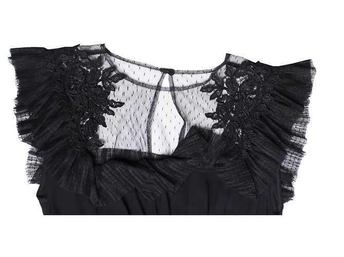 Elisabetta Franchi, Schwarzer Overall mit Tüll. - Ansicht 5