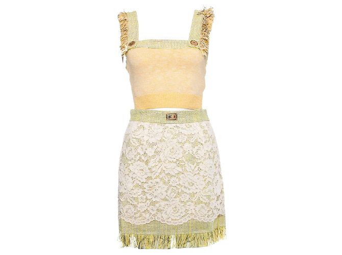 Elisabetta Franchi, Abito in bouclé color lime Giallo - vista 3
