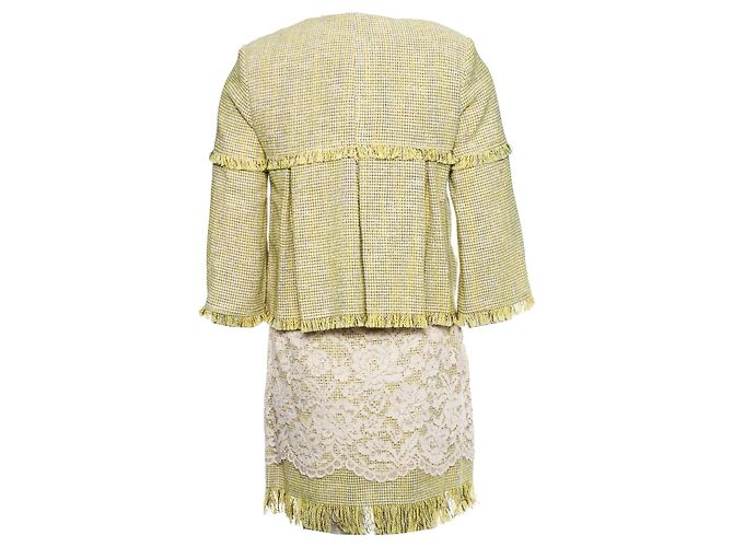 Elisabetta Franchi, Abito in bouclé color lime Giallo - vista 4
