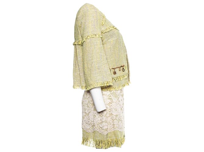 Elisabetta Franchi, Abito in bouclé color lime Giallo - vista 5