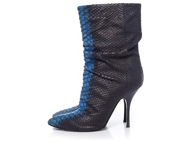 Giuseppe Zanotti, Halbstiefel aus Pythonleder Schwarz Blau - Ansicht 2