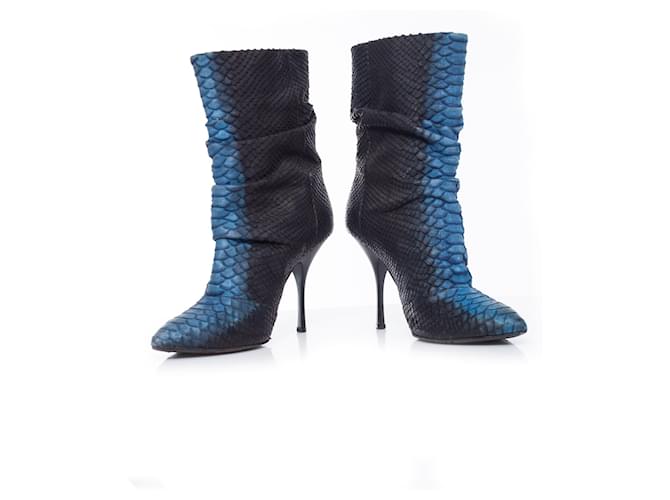 Giuseppe Zanotti, Halbstiefel aus Pythonleder Schwarz Blau - Ansicht 4