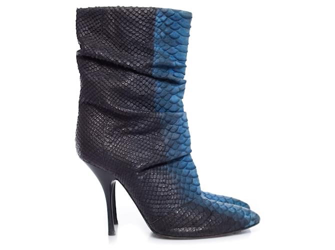 Giuseppe Zanotti, Halbstiefel aus Pythonleder Schwarz Blau - Ansicht 5
