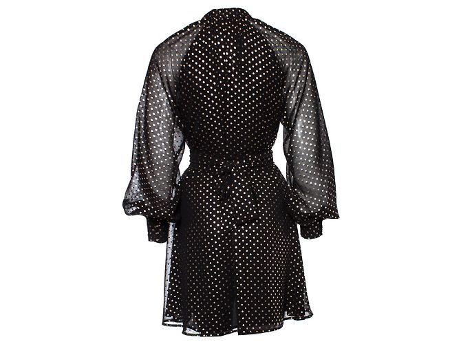 Autre Marque VonDanie, gepunktetes Wickelkleid. Schwarz - Ansicht 2