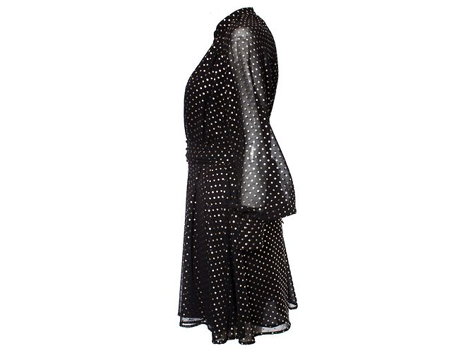 Autre Marque VonDanie, gepunktetes Wickelkleid. Schwarz - Ansicht 3