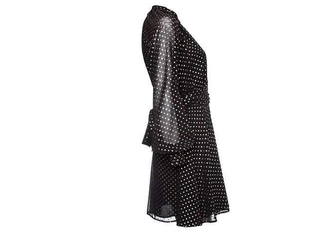 Autre Marque VonDanie, gepunktetes Wickelkleid. Schwarz - Ansicht 4