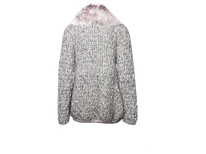 Ermanno Scervino Ermanno Scervin, Graue Strickjacke mit Pelzkragen. - Ansicht 2