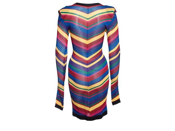 Balmain Balmaın, Vestido de punto de rayas arcoíris. Multicolor - vista 2