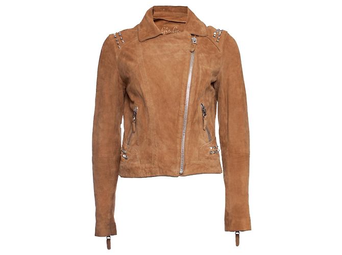 Autre Marque ginger, Cognac suede biker jacket Brown - view 2