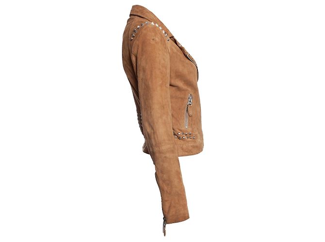 Autre Marque ginger, Cognac suede biker jacket Brown - view 4