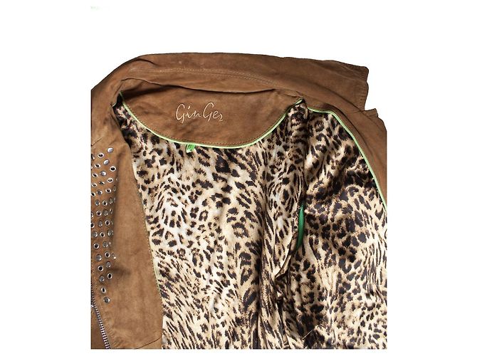 Autre Marque ginger, Cognac suede biker jacket Brown - view 7