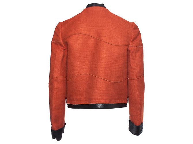 Proenza Schouler Proenza Schuler, Tweedjacke mit Lederbesatz. Orange - Ansicht 2