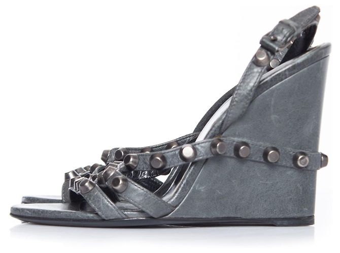 Balenciaga, Zeppe borchiate grigie - vista 2