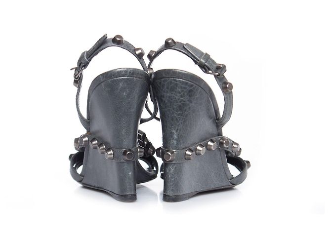 Balenciaga, Zeppe borchiate grigie - vista 3