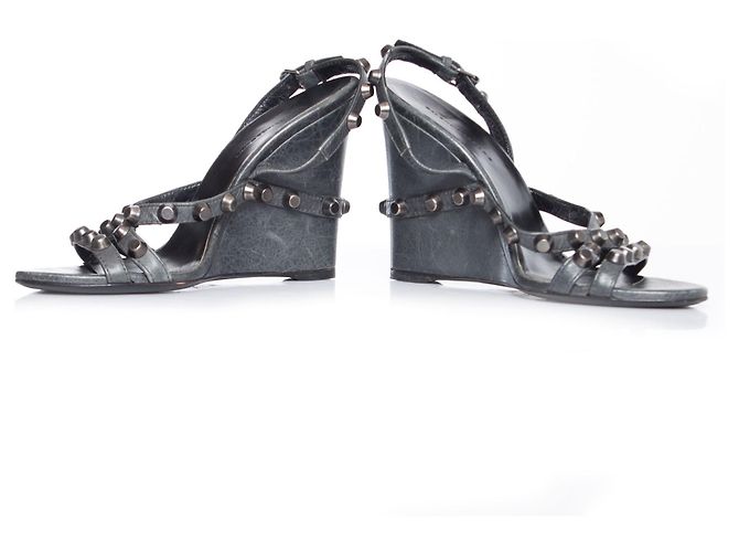 Balenciaga, Zeppe borchiate grigie - vista 5