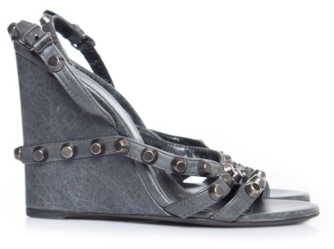 Balenciaga, Zeppe borchiate grigie - vista 6