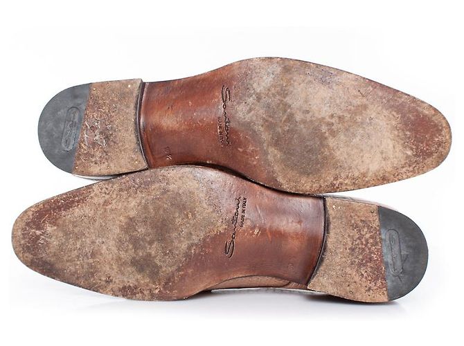Santoni, scarpa con doppia fibbia foderata in alligatore marrone - vista 8