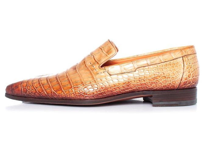 Santoni, mocassini in pelle di alligatore Marrone - vista 2