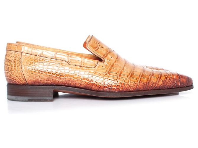 Santoni, mocassini in pelle di alligatore Marrone - vista 5