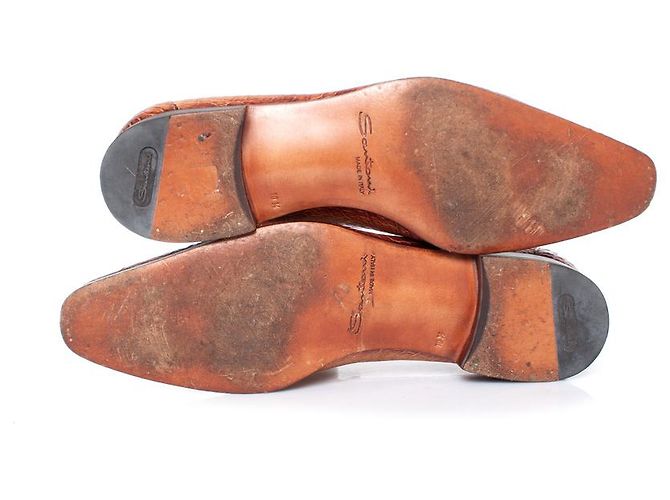 Santoni, mocassini in pelle di alligatore Marrone - vista 8
